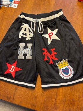 Legends never die Patchwork mesh Athletic heavy Shorts with  Accents worn once M